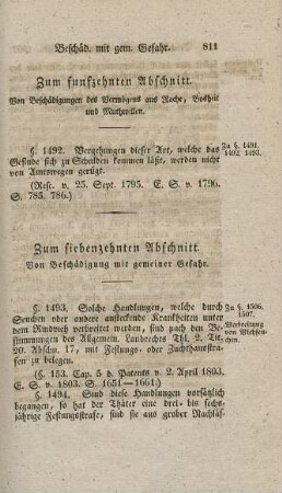 Zum funfzehnten Abschnitt. Von Beschädigungen des Vermögens auf Rache, Bosheit und Muthwillen