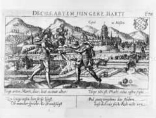 Kassel, Ansicht mit Szene (aus Fürst, Sciographia Cosmica, Nr. F 78)