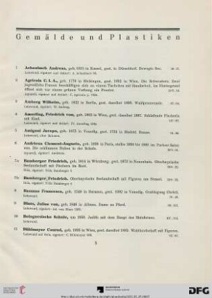 Gemälde und Plastiken (Nr. 1-178)