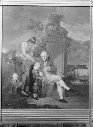 Bildnisse der Familie de Requilé — Bildnis des Hüttenherrn Gottfried Peter de Requilé mit zwei Söhnen