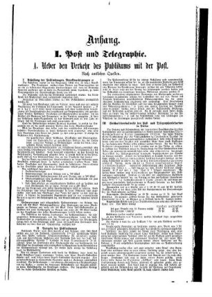 I. Post und Telegraphie
