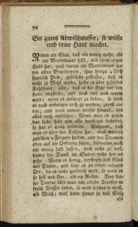 Ein gutes Abwischwasser, so weiße und reine Haut machet