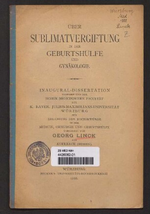Über Sublimatvergiftung in der Geburtshülfe und Gynäkologie