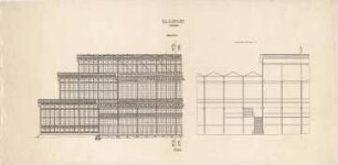 Voit, August von; München; Glaspalast - Querschnitt, Längsschnitt