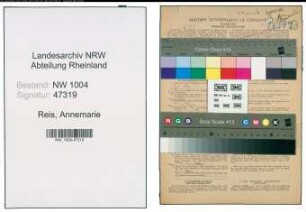 Entnazifizierung Annemarie Reis , geb. 21.05.1901 (Gaertnerin)