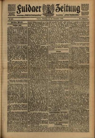 Erste Ausgabe vom Dienstag, den 16. November 1909.