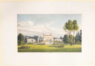 Schloss und Rampe vom Bowling Green gesehen, Tafel XV der "Andeutungen über Landschaftsgärtnerei"