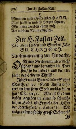 Zur H. Fasten-Zeit.