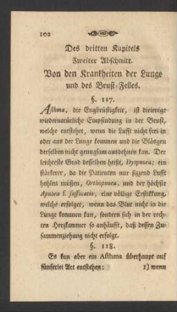 Des dritten Kapitels Zweiter Abschnitt. Von den Krankheiten der Lunge und des Brust-Felles