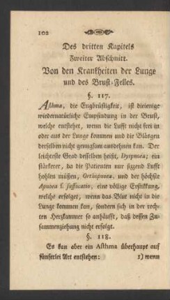 Des dritten Kapitels Zweiter Abschnitt. Von den Krankheiten der Lunge und des Brust-Felles