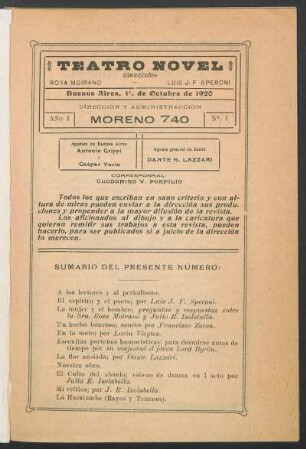 Sumario del presente número