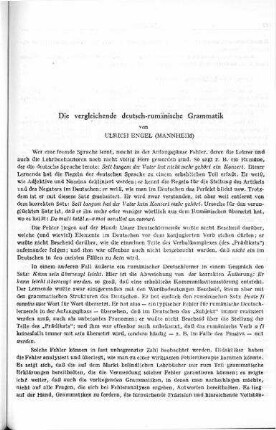 Die vergleichende deutsch-rumänische Grammatik