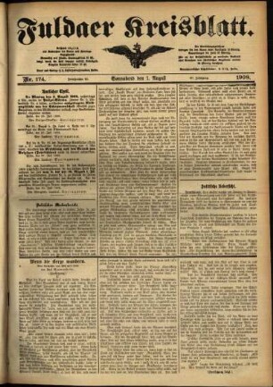 Ausgabe vom Samstag, den 01. August 1908.
