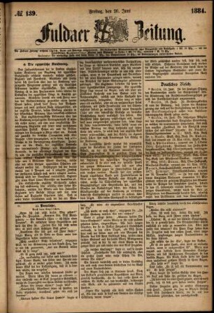 Ausgabe vom Freitag, den 20. Juni 1884.