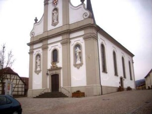 Langhaus (Neubau Jahr 1766) von Südwesten über Kirchhof - Gaden damals im Süden und Südwesten völlig abgetragen