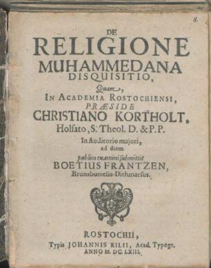 De Religione Muhammedana Disquisitio