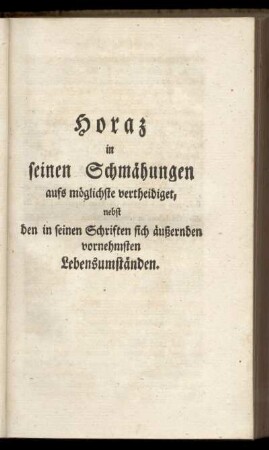 Lebensbeschreibung des Horaz