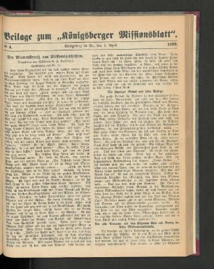 Beilage zum "Königsberger Missionsblatt". No 4. 1899.