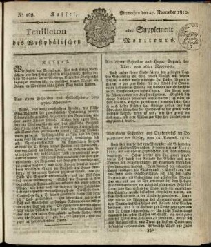No. 168, Mitwochen den 27. November 1810