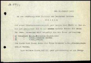 W. Wrede an DAI Zentrale