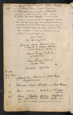 Sommerhalbjahr 1708. Rektorat Andreas Adam Hochstetter