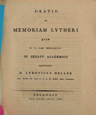 Oratio in memoriam Lutheri