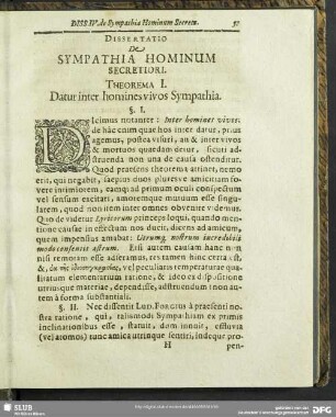 IV. Dissertatio Sympathia Hominum Secretiori