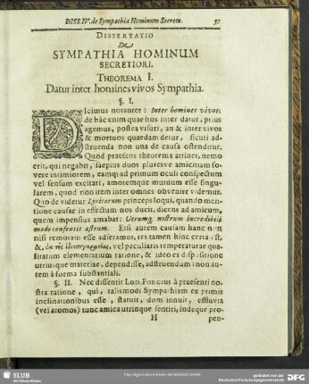 IV. Dissertatio Sympathia Hominum Secretiori