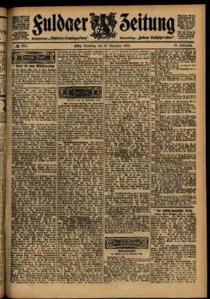 Erste Ausgabe vom Samstag, den 26. November 1904.