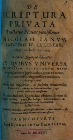 De scriptura privata tractatus novus plenissimus