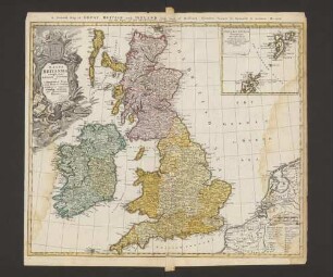 Magna Britannia : complectens Angliae, Scotiae et Hyberniae Regn. in suas Prov. et Comitat divisa et ex mappis Londinensibus designata per Homannianos Heredes ; [mit 1 Nebenkarte:] Orcades insulae borealiores nec non insul. Schetlandicae secundum eandemi mappae principalius scalam exhibitae