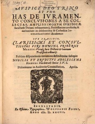 Avspice Deo Trino Et Vno: Has De Ivramento Conclusiones