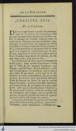 Chap. XVII. De la Conscience.