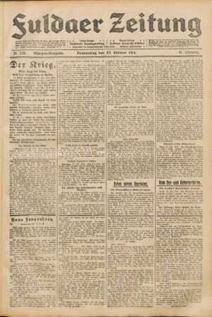 Ausgabe vom Donnerstag, den 29. Oktober 1914.