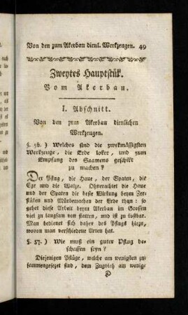 49-147, Zweytes Hauptstük. Vom Akerbau.