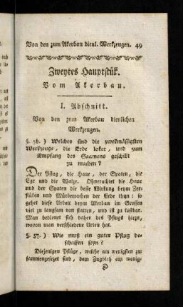 49-147, Zweytes Hauptstük. Vom Akerbau.