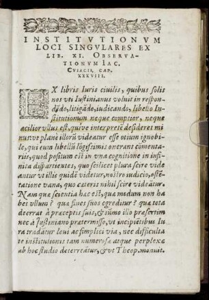 Institurionum Loci Singulares Ex Lib. XI. Observationum [...]