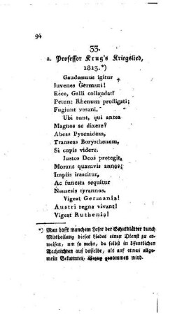 A: Professor Krug's Kriegslied 1813 : [33.]