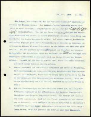 Bericht des zweiten Sekretars an das General-Sekretariat