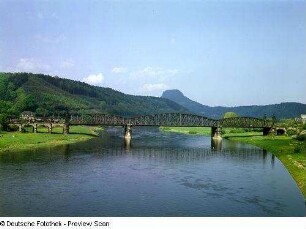 Bad Schandau, Eisenbahn- und Straßenbrücke über die Elbe