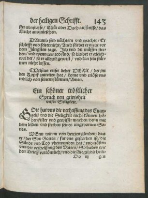 Ein schöner tröstlicher Spruch von gewisheit unser Seligkeit.
