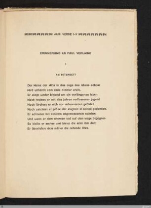 Erinnerungen an Paul Verlaine