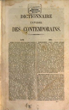 Dictionnaire universel des contemporains : contenant toutes les personnes notables de la France et des pays étrangers, 2. [I - Z]