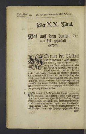 Der XIX. Titul.
