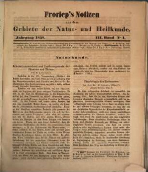 Froriep's Notizen aus dem Gebiete der Natur- und Heilkunde. 1858,3, 1858,3