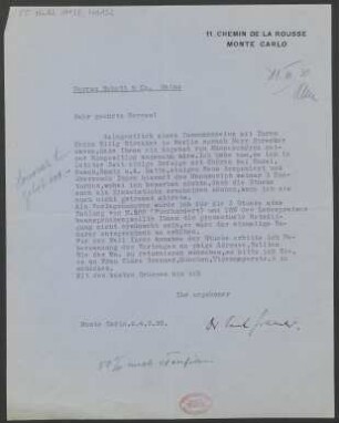 Brief an B. Schott's Söhne : 04.03.1930