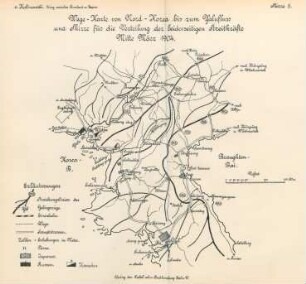 Skizze 5. Wege-Karte von Nord-Korea bis zum Yalufluss und Skizze für die Verteilung der beiderseitigen Streitkräfte Mitte März 1904