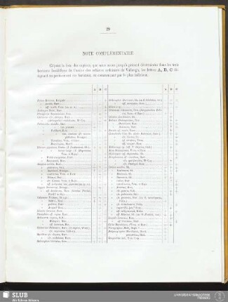 Note complémentaire