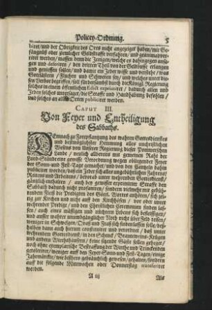 Caput III. Von Feyer und Entheiligung des Sabbaths.