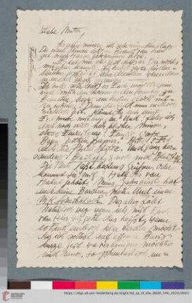 Briefe: Brief von Elfriede Lohse-Wächtler an Sidonie Wächtler